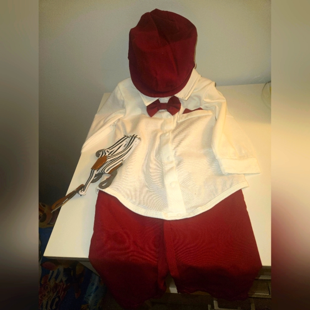 Kids Burgundy and White 2 piece Set